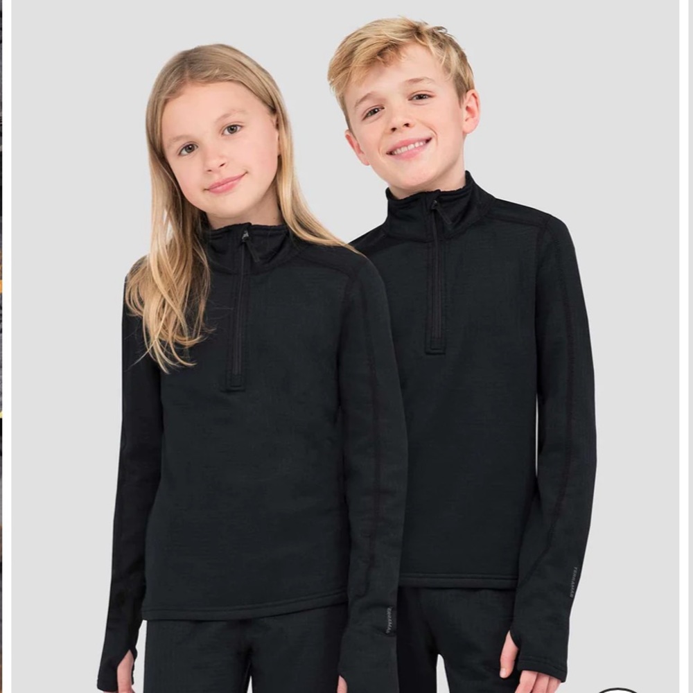 Terramar Kids Ecolator Heavyweight Performance Half-Ski Zip Baselayer Top.